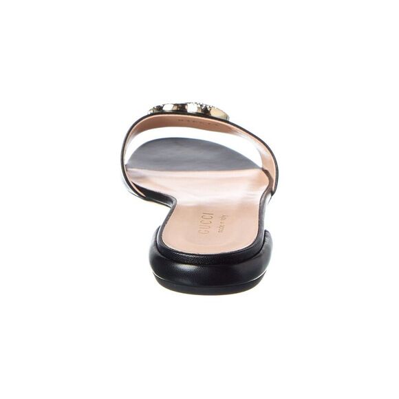 Gucci Double G Leather Sandal, Black - Picture 3 of 5